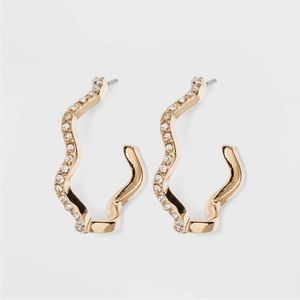 SUGARFIX by BaubleBar Zig Zag Crystal Hoop Earrings